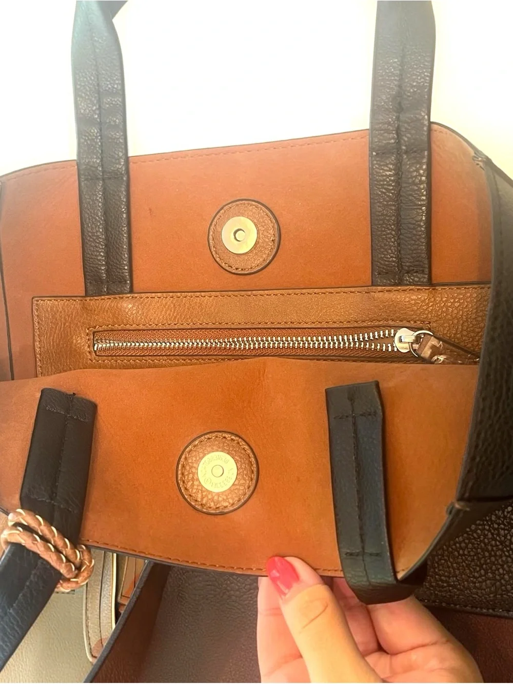 Black Tote Bag with Brown Tassels - Classic Women's Tote